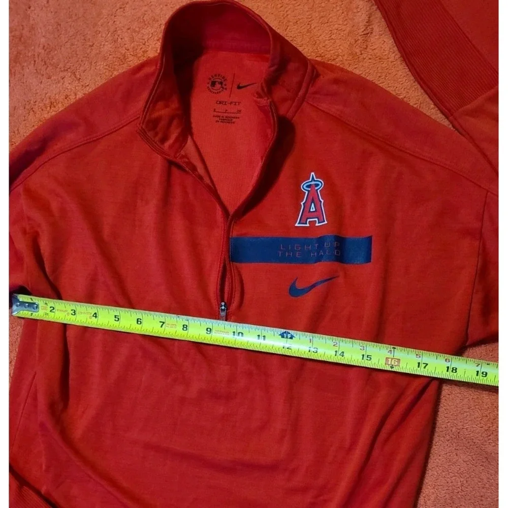 Nike Dri‎ Fit Women's Shirt Sz S Angels Team Logo Long Sleeve Red W/Thumb-Holes